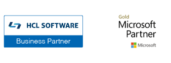 HCL Business-Partner-Logo und Microsoft-Gold-Partner-Logo von GEDYS IntraWare